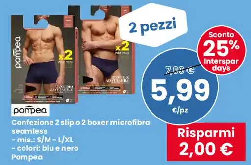 Confezione 2 slip o 2 boxer microfibra seamless