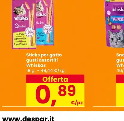 Sticks per gatto gusti assortiti Whiskas