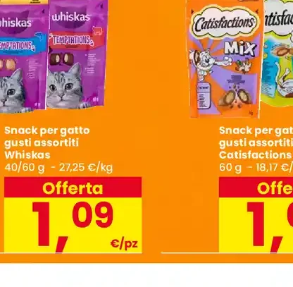 Snack per gatto gusti assortiti Whiskas
