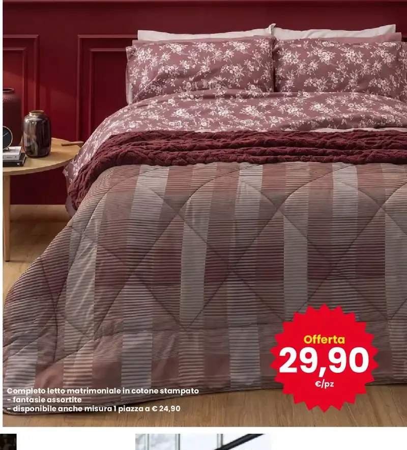 Completo letto matrimoniale in cotone stampato
