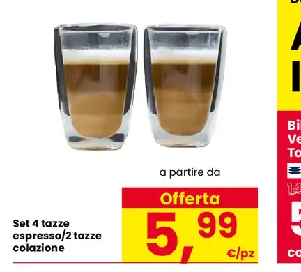 Set 4 tazze espresso/2 tazze colazione