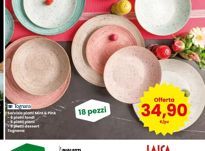 Servizio piatti Mint & Pink Tognana