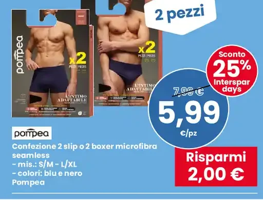 Confezione 2 slip o 2 boxer microfibra seamless
