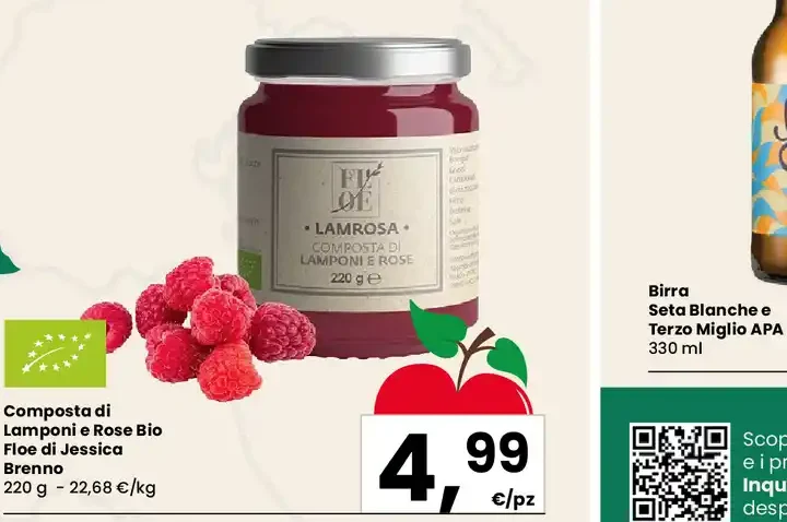 Composta di lamponi e rose bio