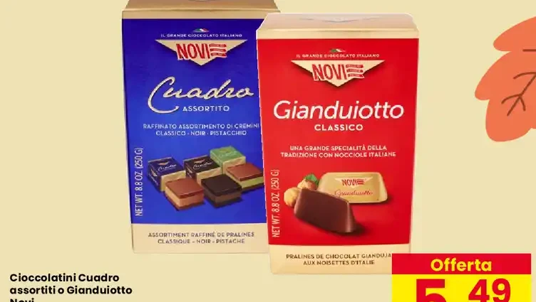 Cioccolatini Cuadro assortiti o Gianduiotto Novi