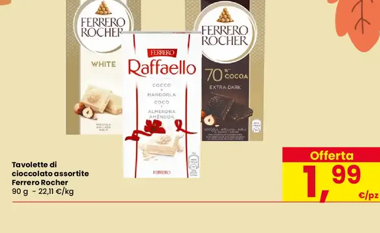 Tavolette di cioccolato assortite Ferrero Rocher