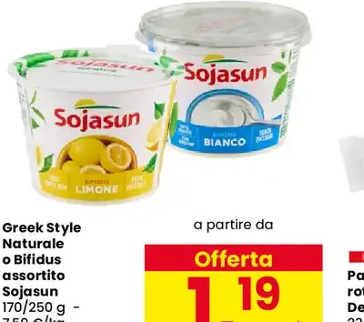 Greek Style Naturale o Bifidus Sojasun