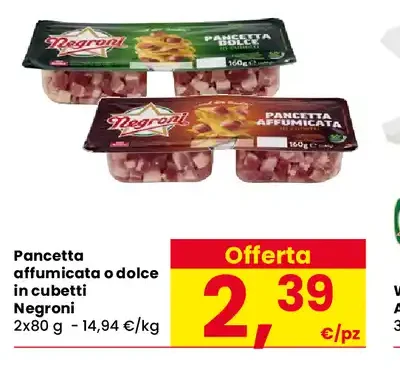 Pancetta affumicata o dolce in cubetti Negroni