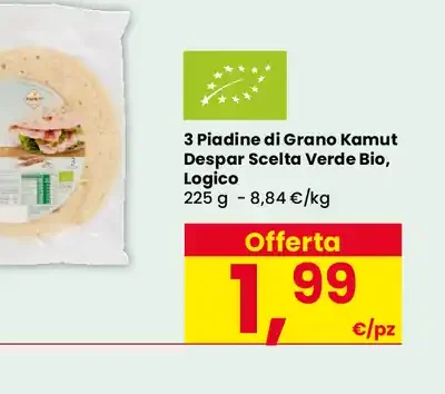 3 Piadine di Grano Kamut Despar Scelta Verde Bio Logico