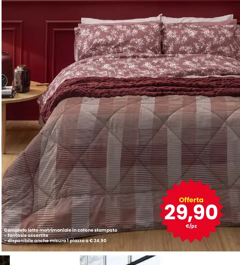 Completo letto matrimoniale in cotone stampato