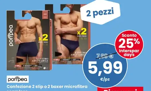 Confezione 2 slip o 2 boxer in microfibra seamless