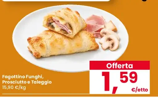 Fagottino funghi, prosciutto e taleggio