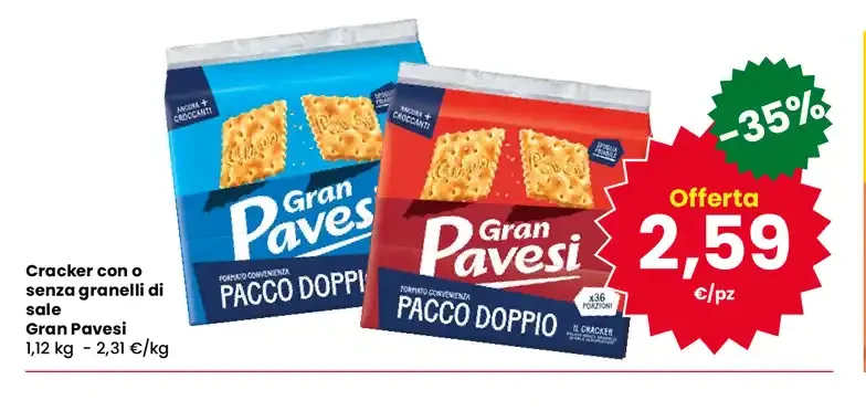 Cracker con o senza granelli di sale Gran Pavesi