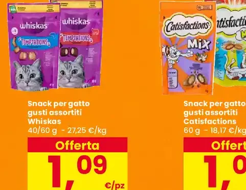 Snack per gatto gusti assortiti Whiskas