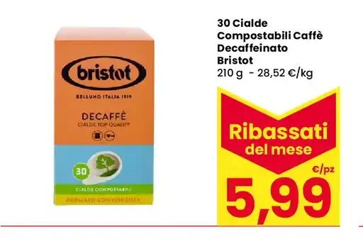 Cialde compostabili caffè decaffeinato Bristot