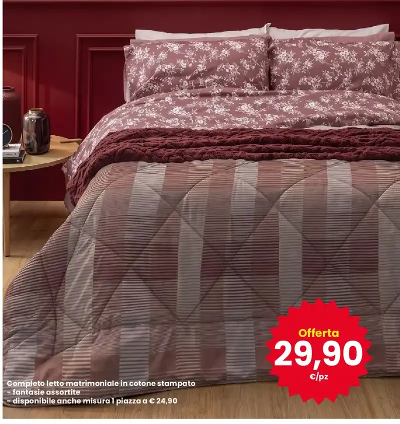 Completo letto matrimoniale in cotone stampato