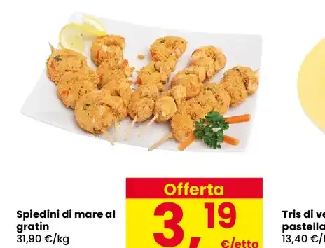 Spiedini di mare al gratin