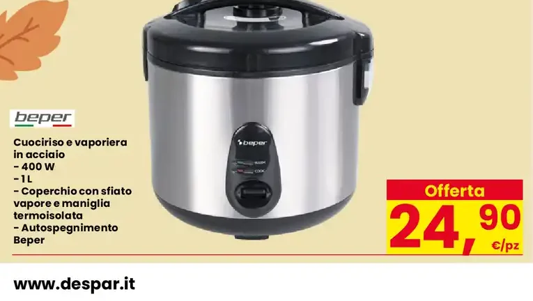 Cuociriso e vaporiera in acciaio Beper