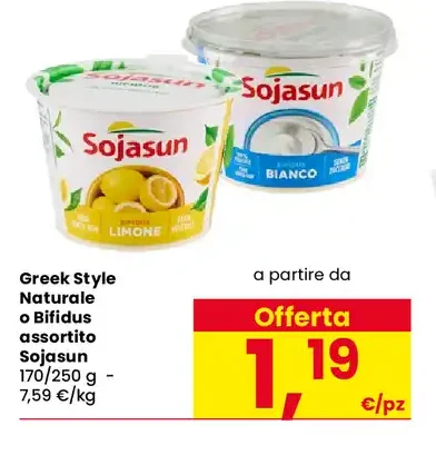 Greek Style Naturale o Bifidus Sojasun
