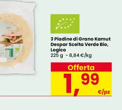 3 Piadine di Grano Kamut Despar Scelta Verde Bio Logico