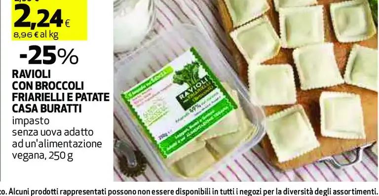 Ravioli con broccoli friarielli patate Ca Buratti
