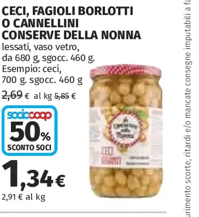 Ceci, fagioli borlotti o cannellini Le Conserve della Nonna