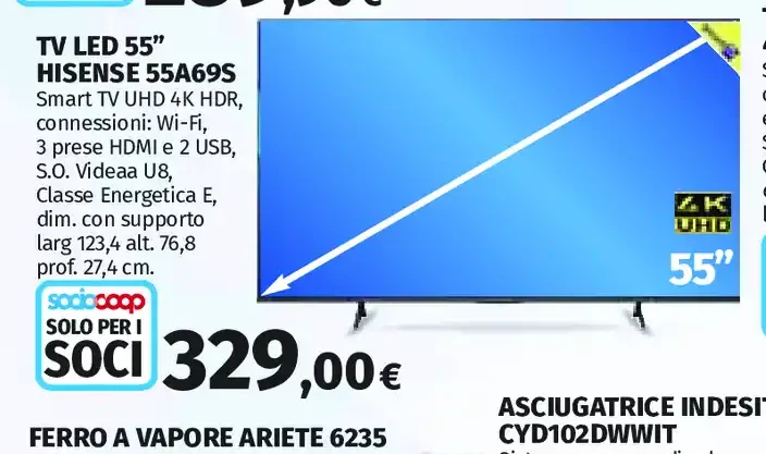 TV LED 55 pollici Hisense 55A6S