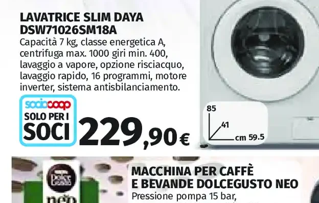Lavatrice slim Daya DSW71026SM18A