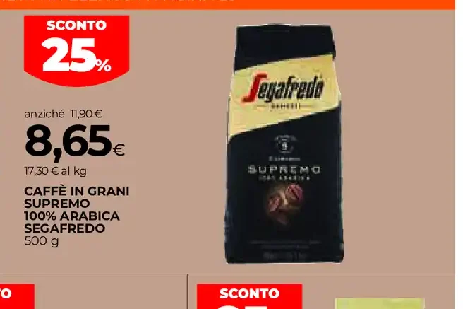 Caffè in grani Supremo 100% Arabica Segafredo