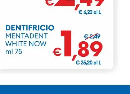 Dentifricio Mentadent White Now