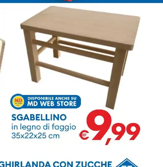 Sgabellino in legno di faggio