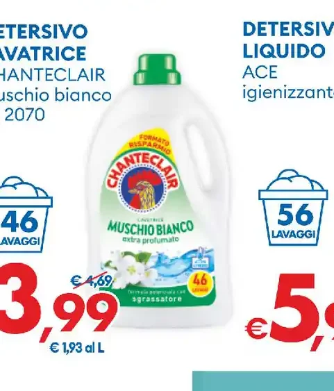Detersivo lavatrice Chanteclair muschio bianco