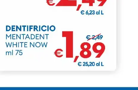 Dentifricio Mentadent White Now