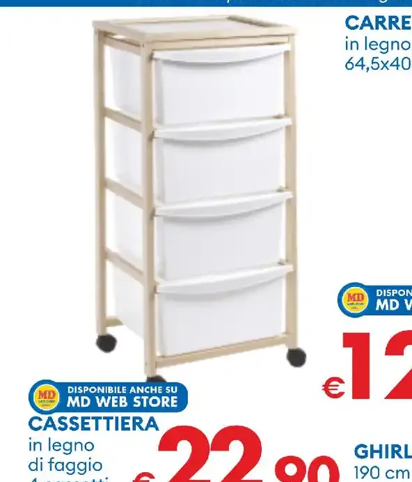 Cassettiera in legno di faggio