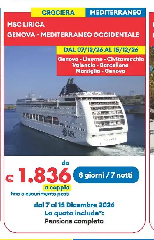 MSC Lirica, Genova - Mediterraneo occidentale