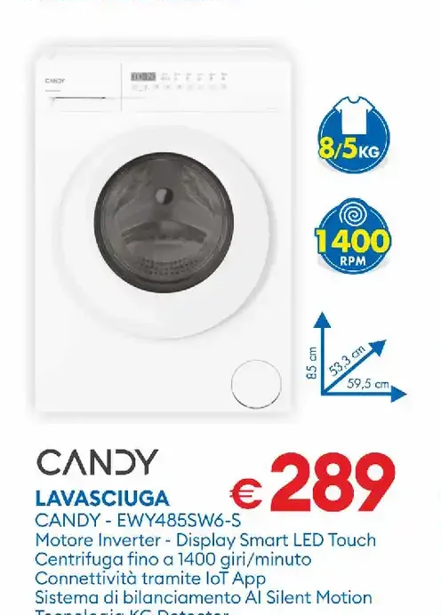 Lavasciuga Candy EWY485SW6-S