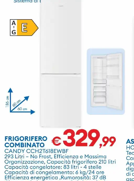 Frigorifero combinato Candy CCH2T618EWBF
