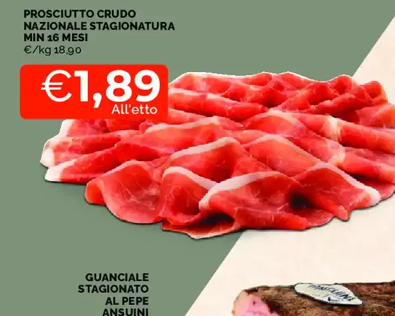 Prosciutto crudo nazionale stagionatura minima 16 mesi