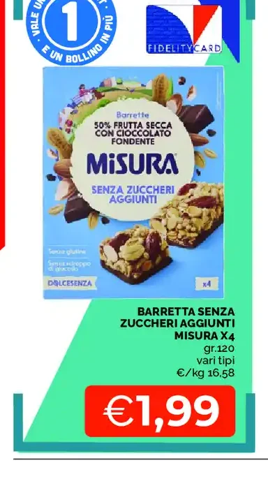 Barretta senza zuccheri aggiunti