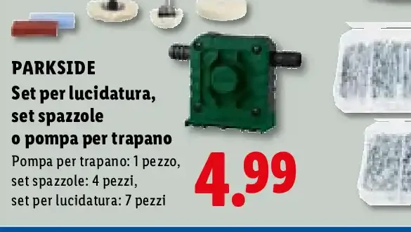 Set per lucidatura, set spazzole o pompa per trapano