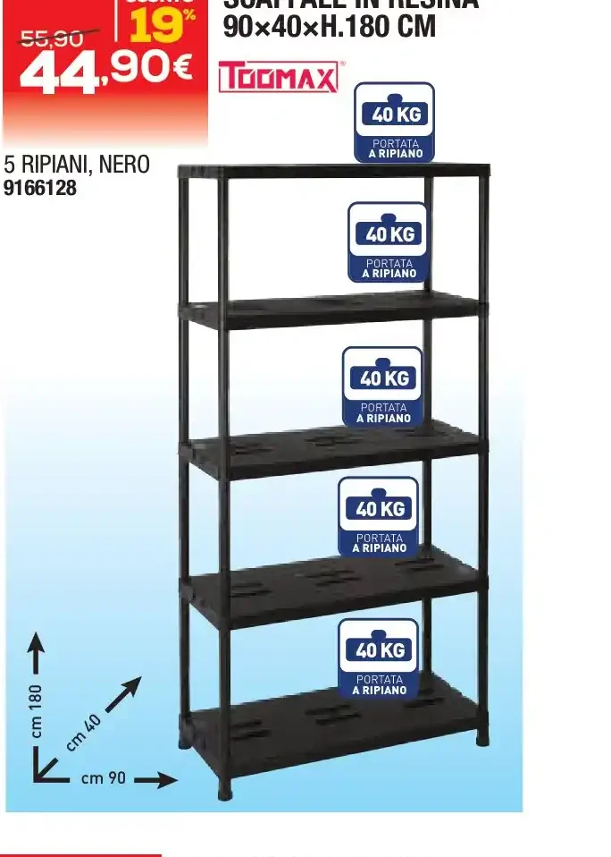 Scaffale in resina