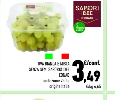 Uva bianca e mista senza semi