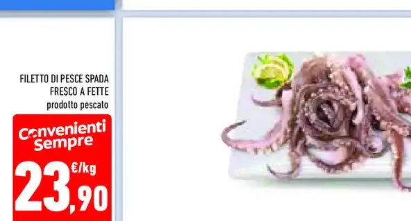 Filetto di pesce spada fresco a fette