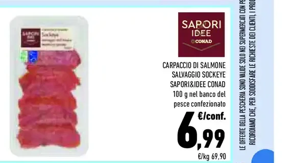 Carpaccio di salmone selvaggio Sockeye