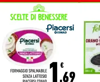 Formaggio spalmabile senza lattosio Piacersi Conad