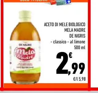 Aceto di mele biologico Mela Madre De Nigris