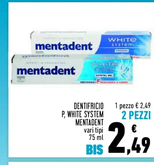 Dentifricio Mentadent P White System 75 ml