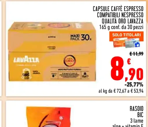 Capsule caffè espresso Lavazza compatibili Nespresso