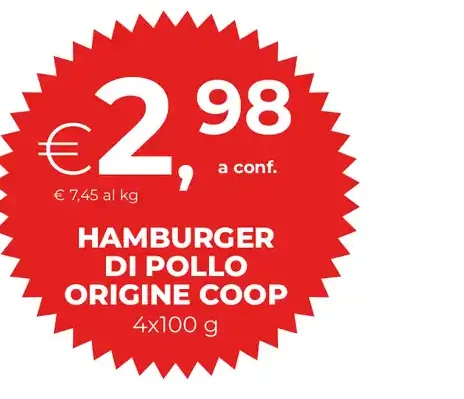 Hamburger di pollo origine Coop