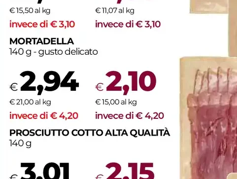 Prosciutto cotto alta qualità